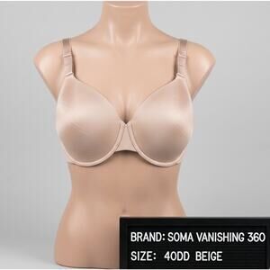 Soma Vanishing 360 40DD Bra Beige Perfect Coverage Underwire T-Shirt Bra